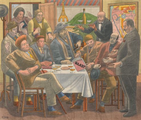 The Vorticists at the Restaurant de la Tour Eiffel, Spring 1915 -- study