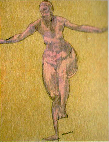 Female Life Study, Standing, Full Length, Balancing on One Foot