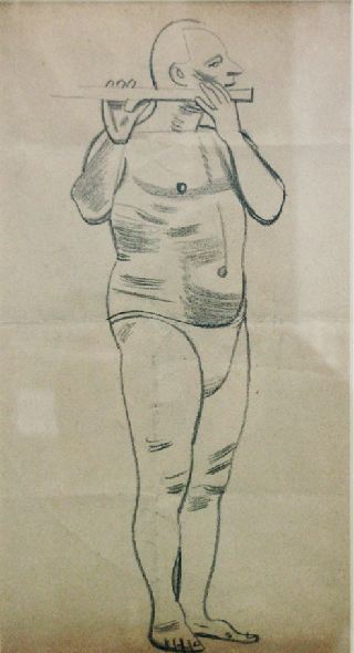 Male Life Study, Standing, with Flute
