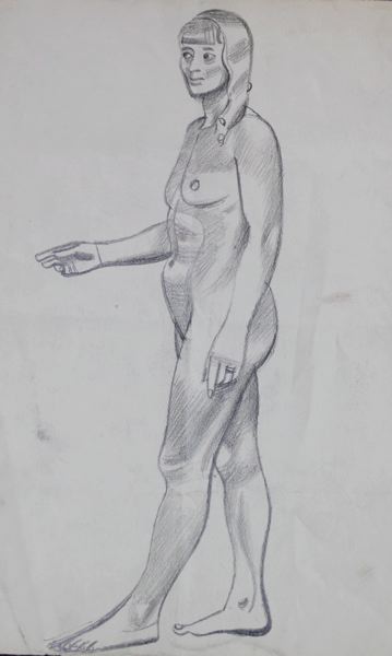 Female Life Study, Standing, Pointing